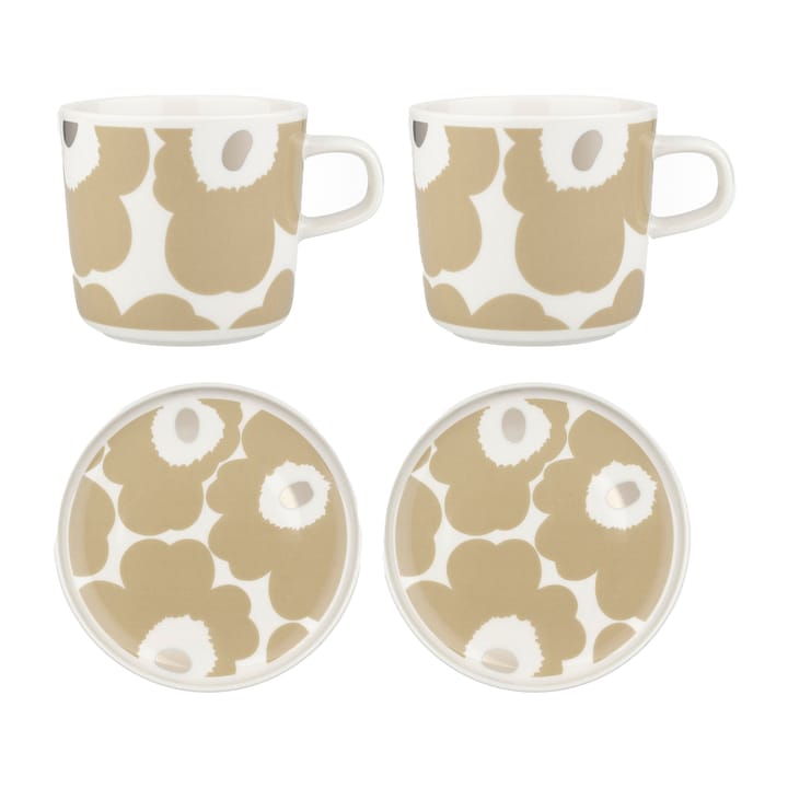 Unikko kopp med fat 20 cl 2-pakning, Beige-hvit Marimekko