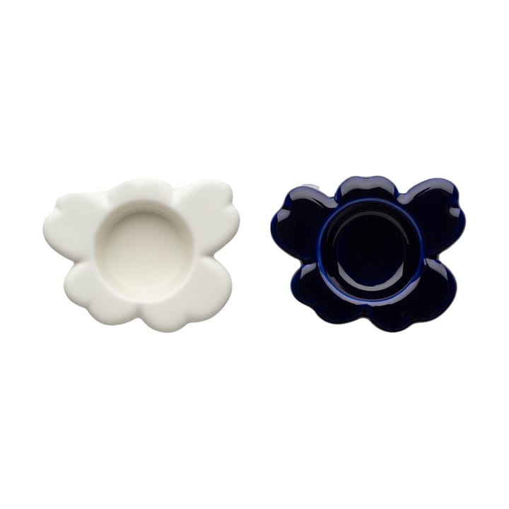 Unikko lyslykt 3x10 cm, 2 stk - Cobalt-white - Marimekko