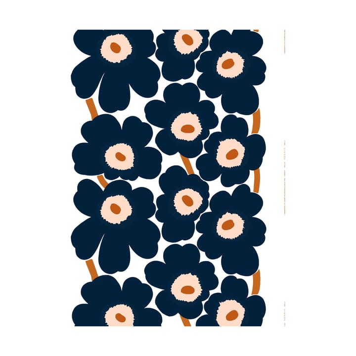 Unikko stoff - White-dark navy-poweder-tile - Marimekko