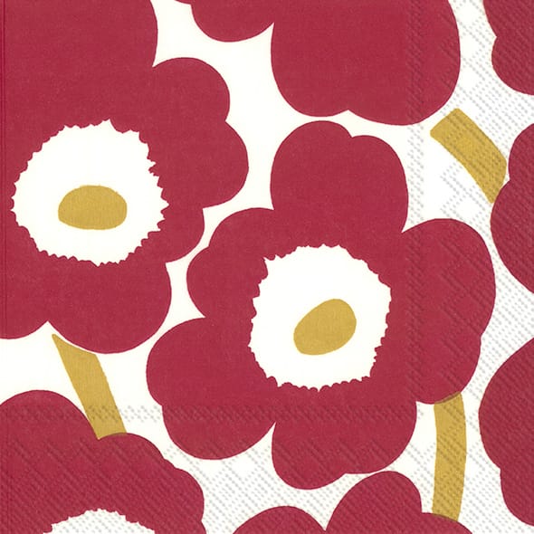 Unniko serviett 33x33 cm 20-pack - Red-Gold - Marimekko