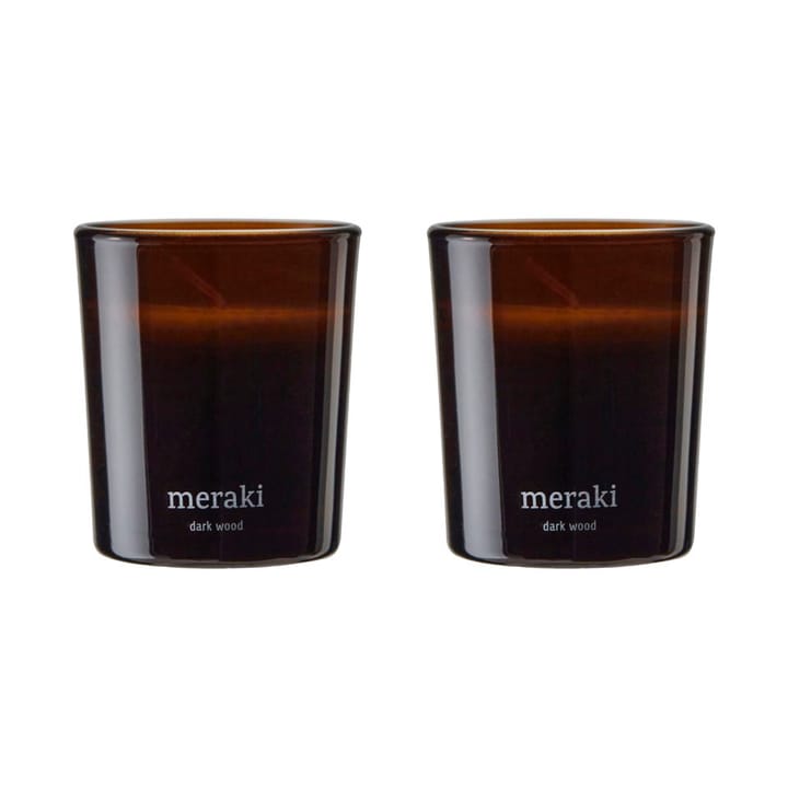 Meraki duftlys 12 timer 2-pk - Dark wood - Meraki