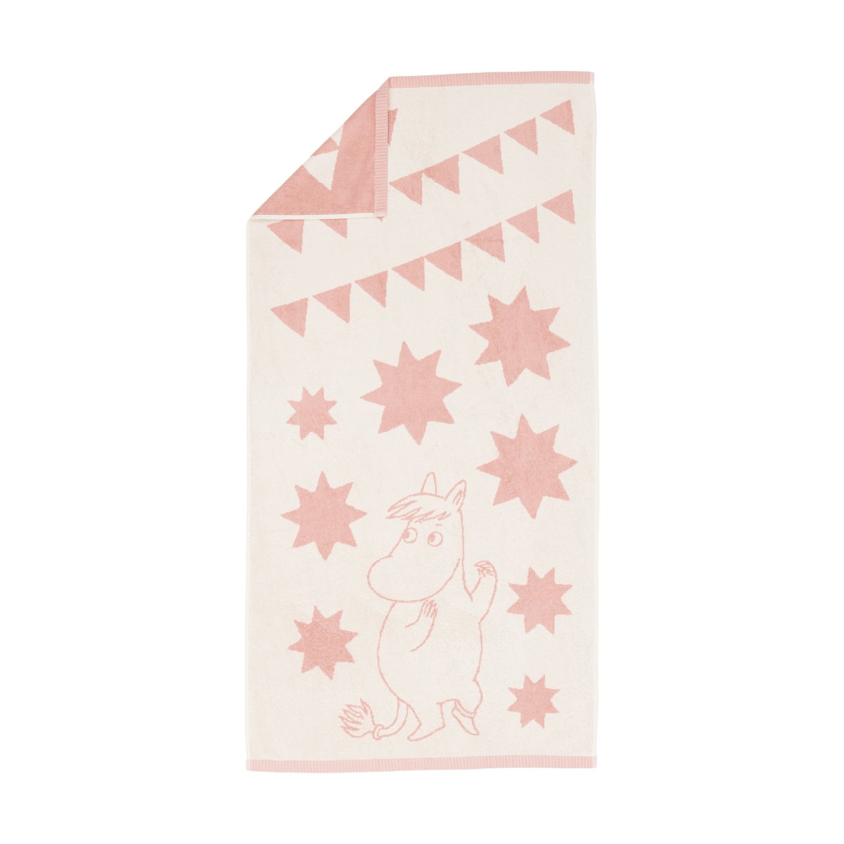 Moomin Arabia Mummitrollet badehåndkle 70 x 140 cm Stjerner, rosa