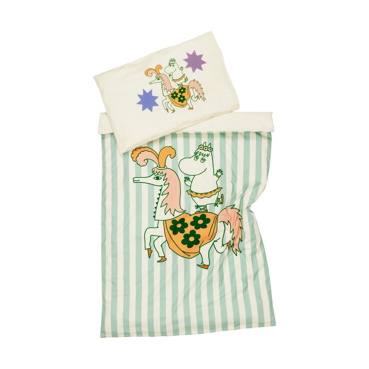 Bilde av Moomin Arabia Mummitrollet sengesett 85x125 cm Sirkus stripete