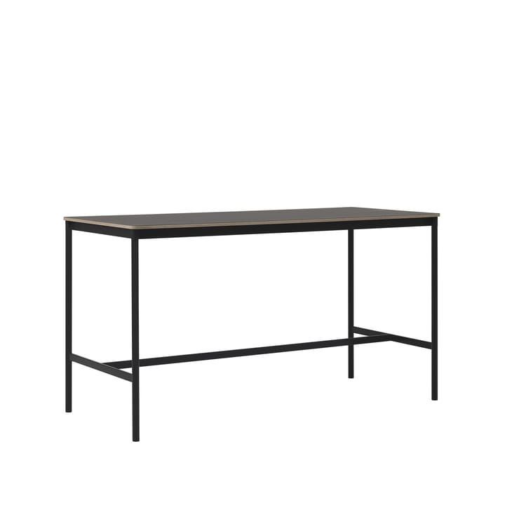 Base High barbord, black linoleum, sort stativ, plywoodkant, b 85 l 190 h 105 Muuto