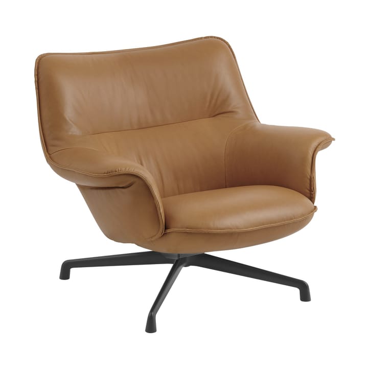 Doze lenestol lav swivel base - Refine leather cognac-black - Muuto