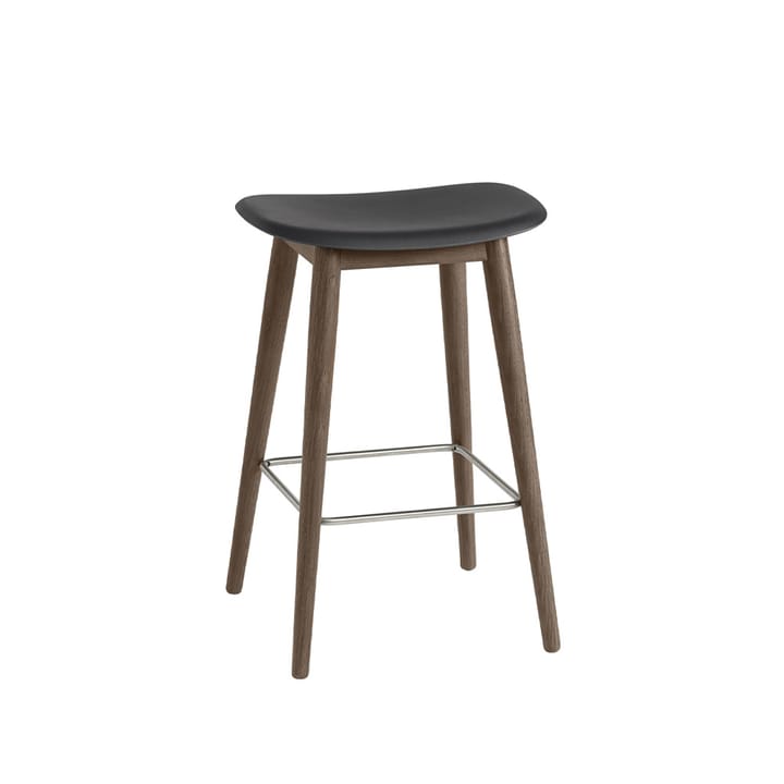 Fiber bar stool 75 cm - black, mørkebrunbeisede ben - Muuto