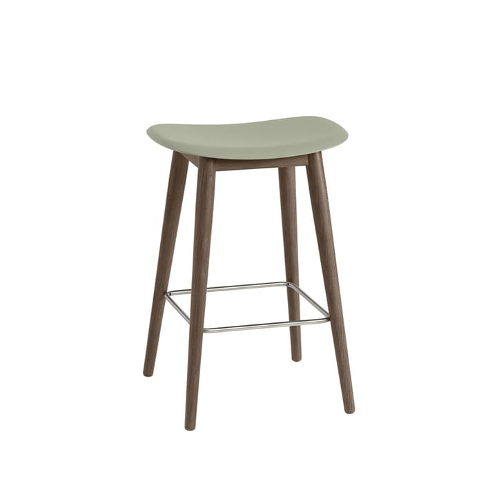 Fiber bar stool 75 cm - dusty green, mørkebrunbeisede ben - Muuto