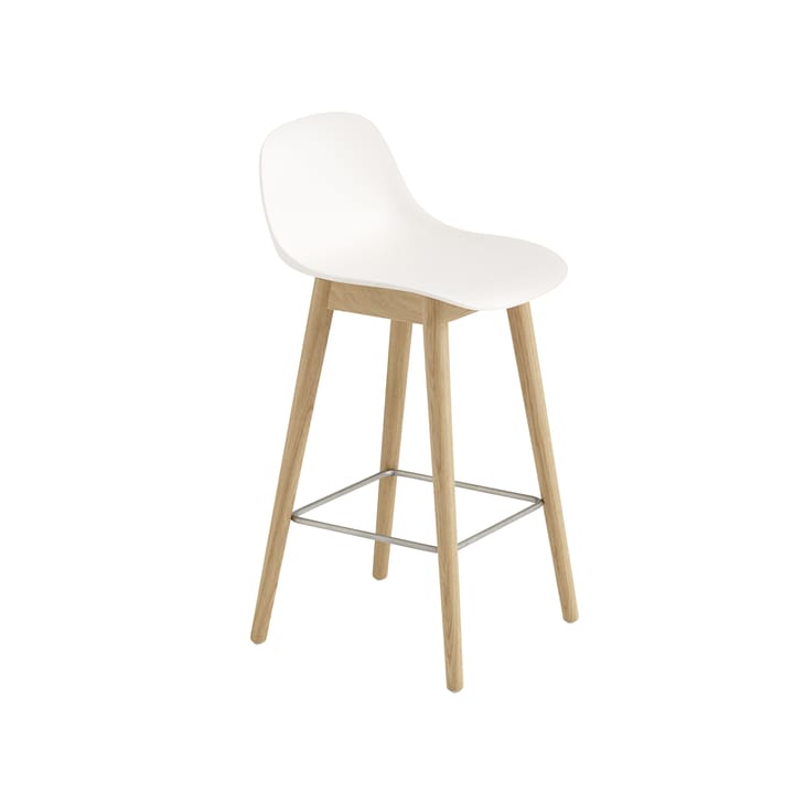 Fiber barstol med ryggstøtte 65 cm - Natural white-eikeben - Muuto