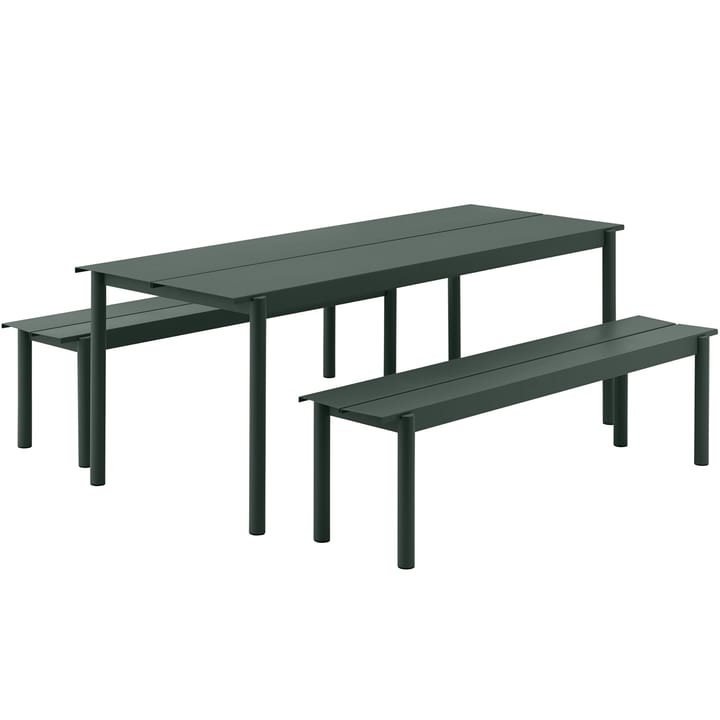 Linear Steel Bench benk 170x34 cm, Dark green Muuto