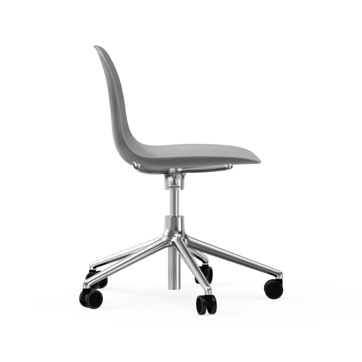 Form chair, dreibar stol, 5W kontorstol - grå, aluminium, hjul - Normann Copenhagen