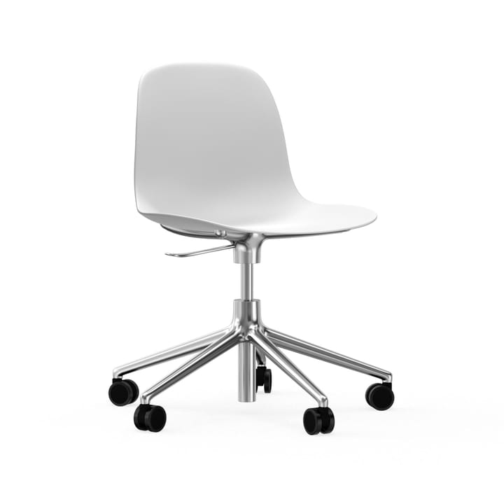 Form chair, dreibar stol, 5W kontorstol, hvit, aluminium, hjul Normann Copenhagen