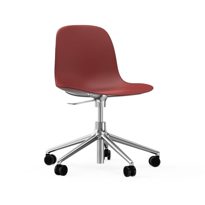 Form chair, dreibar stol, 5W kontorstol - rød, aluminium, hjul - Normann Copenhagen