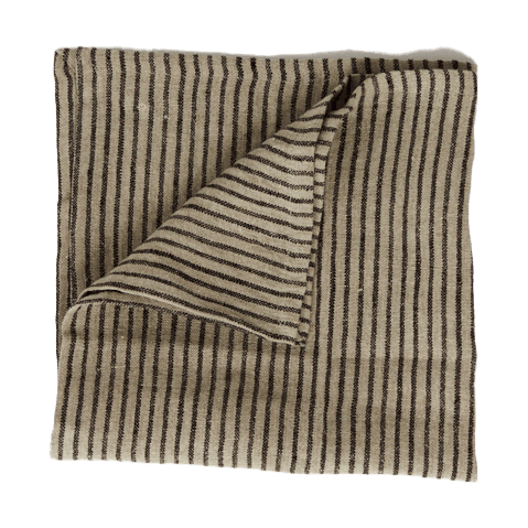 Stripe linserviett 45x45 cm - Svart-sand - Olsson & Jensen