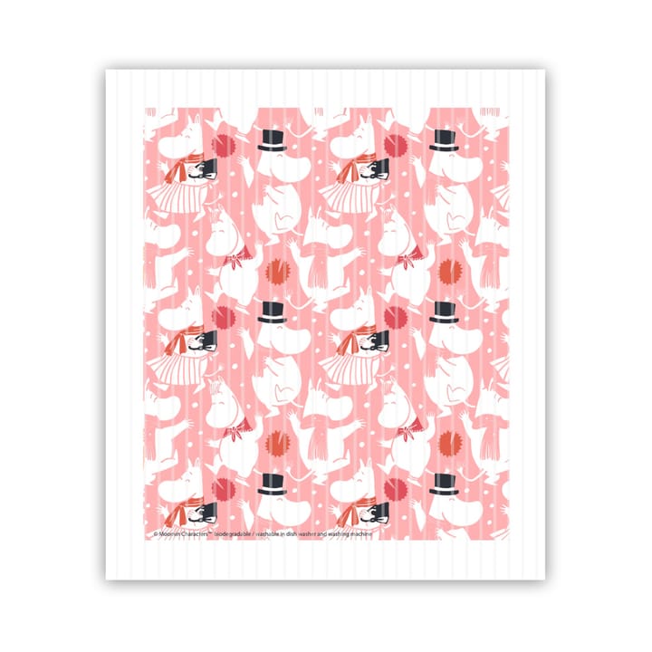 Moomin Celebration oppvaskklut 17x14,5 cm - Hvit-rosa - Opto Design