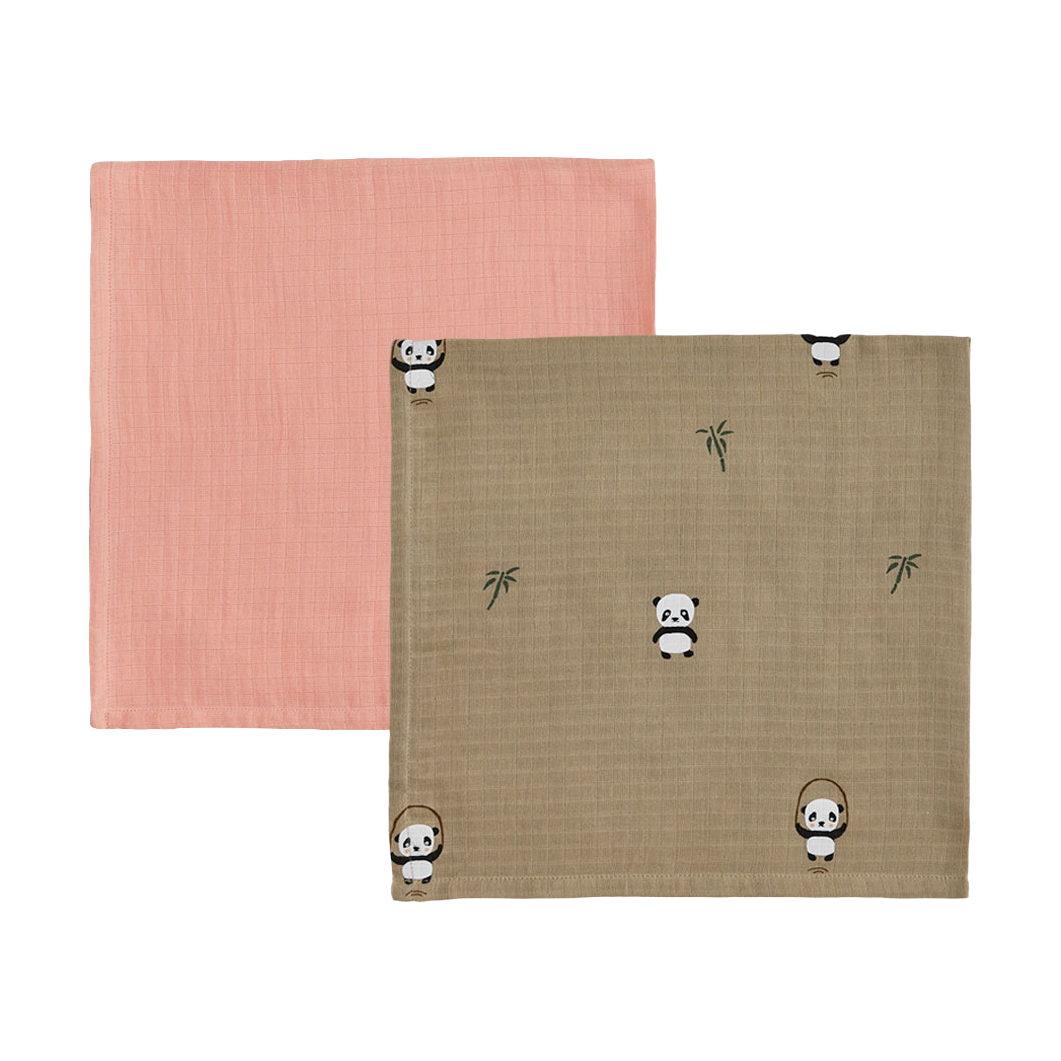 Bilde av OYOY Panda babyteppe 2-pk Khaki-rose