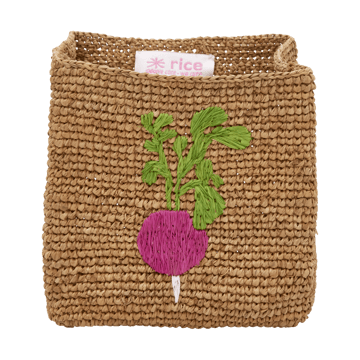 Rice raffia oppbevaringskurv 2 deler - Radish Embroidery-Tea - RICE