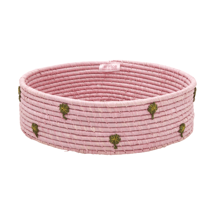 Rice raffia oppbevaringskurv lav Ø35 cm - Pink - RICE