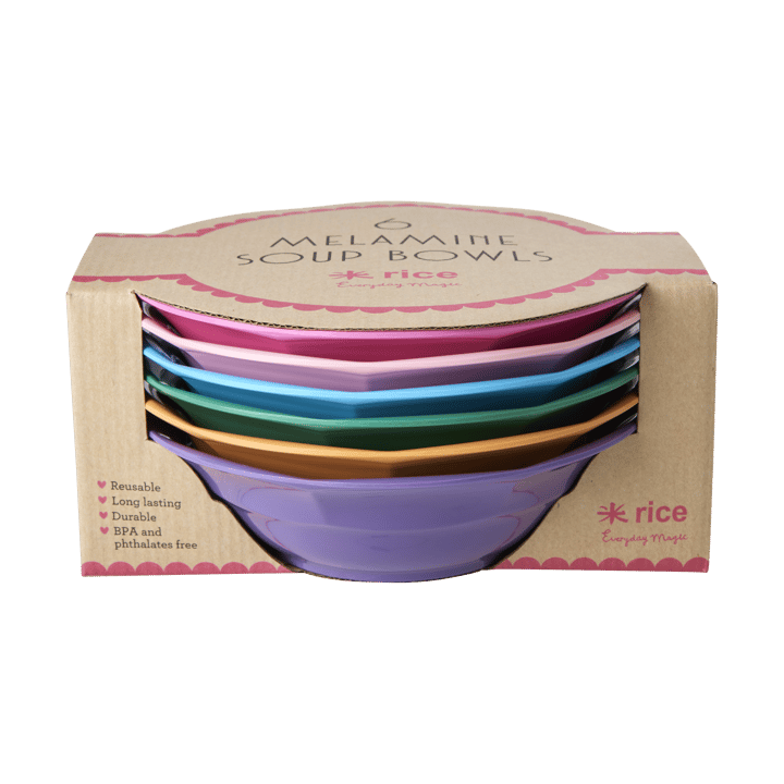 Rice suppetallerken melamin Ø19 cm 6 deler - Multicolor - RICE