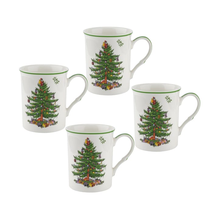 Christmas Tree kopp 34 cl 4-stk. - White-green-red - Spode