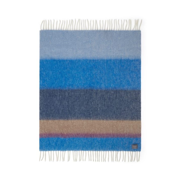 Mohair pledd - Stripe Blue, Azur & Camel - Stackelbergs